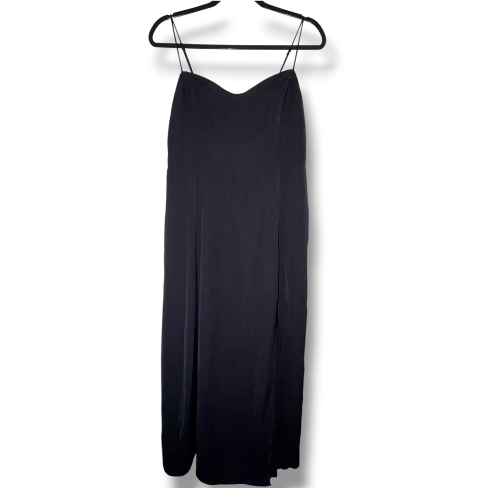 Abercrombie & Fitch Midi Dress Womens Medium Black Sweetheart Slit Spaghetti